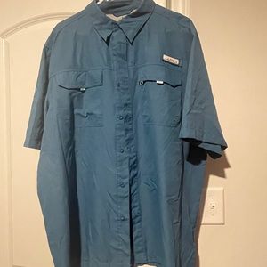 Habit Shirt Blue Lightweight Vented Long Sleeve Button Fish Nautical XL X-Large